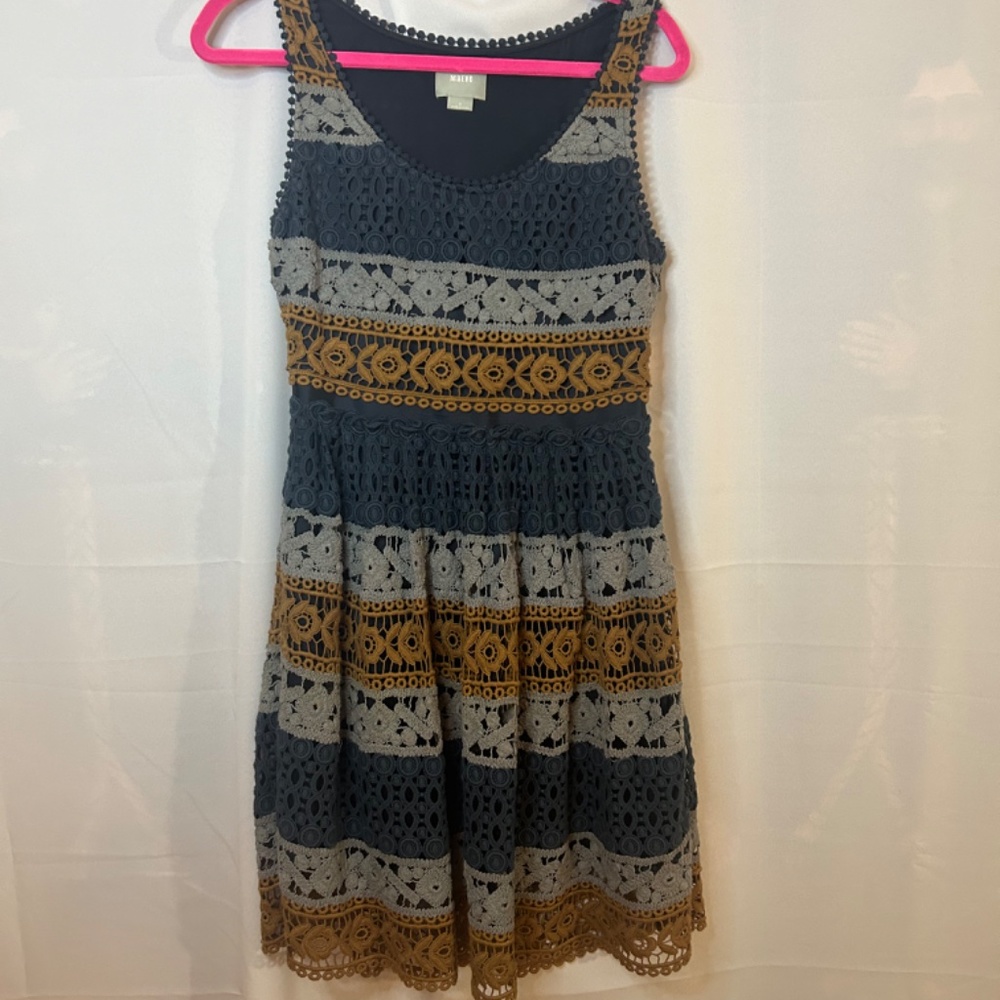 ANTHROPOLOGIE MAEVE Multicolor Crochet Sleeveless Dress Size 4